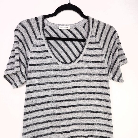 Rag & Bone T-Shirt Dress Size Small Gray Striped Pull Over Tunic Stretch - Picture 7 of 11